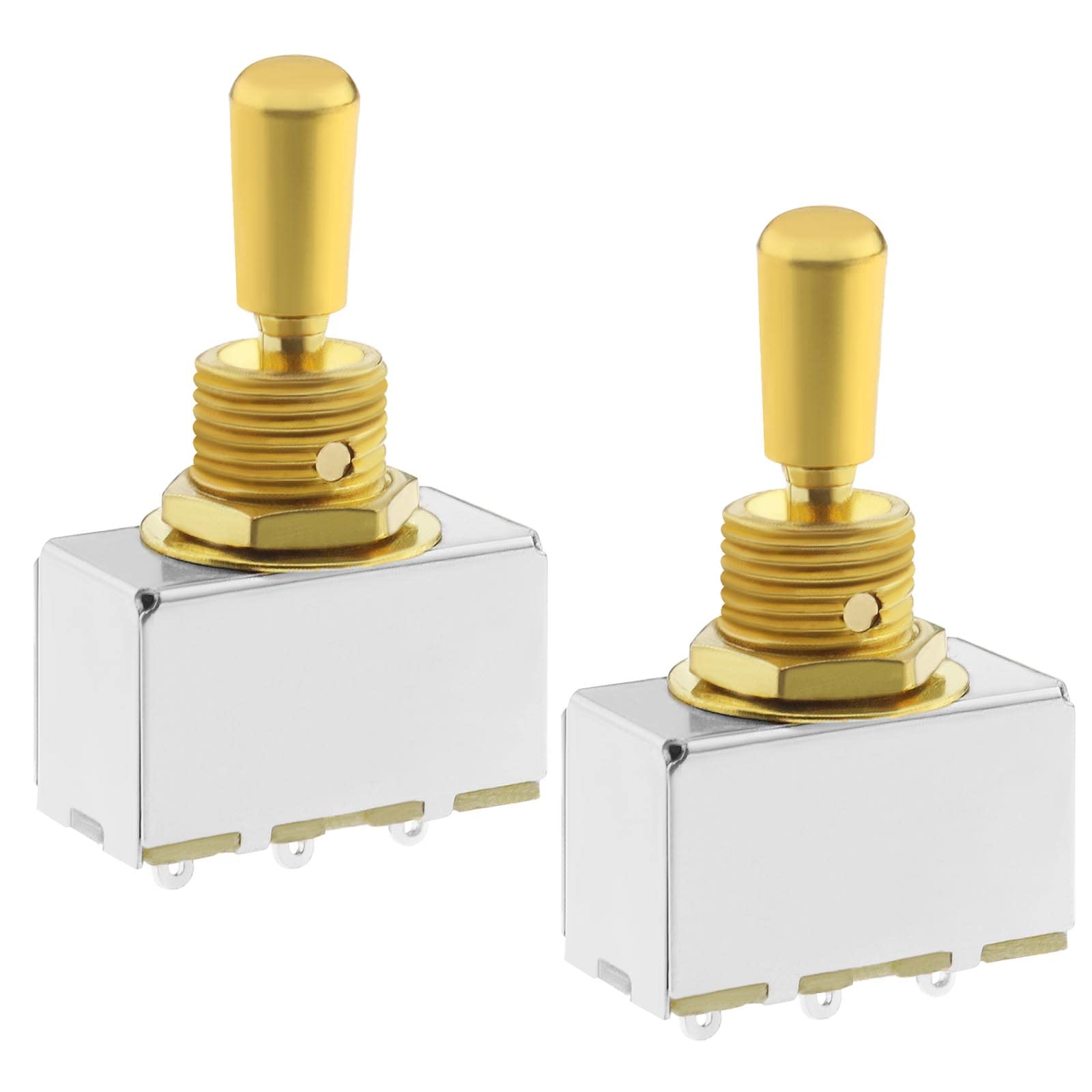 ECSiNG 2PCS Electric Guitar 3 Way Toggle Switch with Gold Metal Tip Knob Cap Compatible with Les Paul Style Electric Guitar Pickup Selector Switch