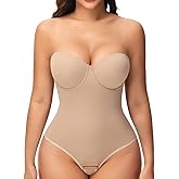 JOYSHAPER Strapless Shapewear Bodysuit for Women Tummy Control Low Back Body Shaper Thong Body Suits Tops with Built-in Bra