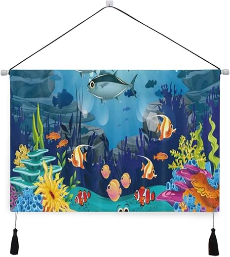 Amazon Co Jp Ecomaomi 壁掛けタペストリー ヒトデと青い海熱帯魚サンゴ海底世界水中動物 おしゃれ壁吊り 多機能ホーム装飾 模様替え モダン ウォールアート 部屋 新居祝い ホーム キッチン