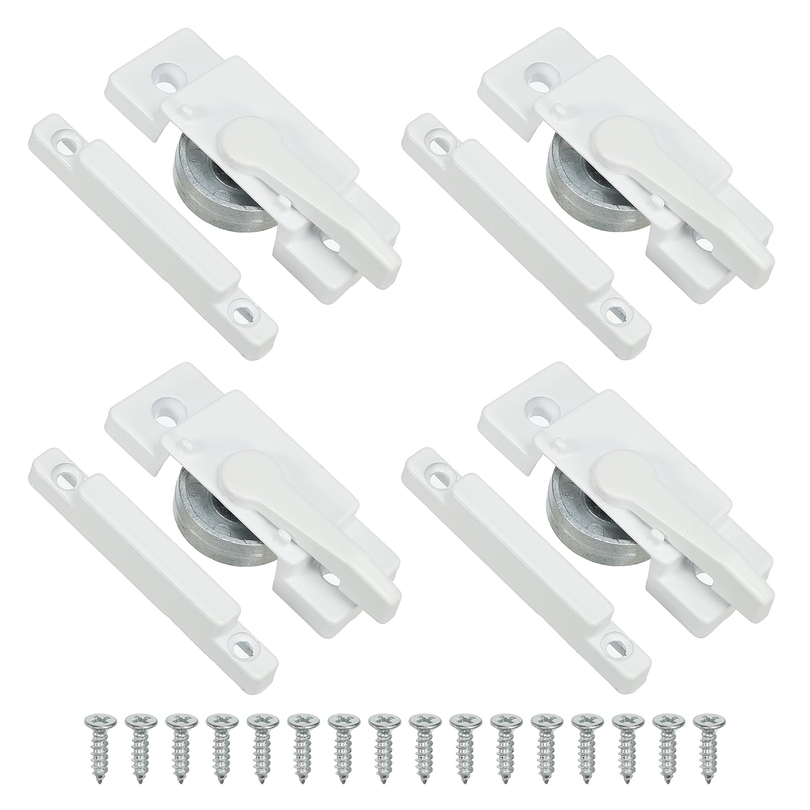 PATIKIL Window Sash Locks, 4pack Zinc Alloy Cam Action Window Locks with Keeper Diecast Window Latches Replacement for Vertical & Horizontal Sliding Windows Security (Middle Hole)