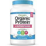 Orgain Organic Plant Based Protein + Superfoods Powder, Vanilla Bean - Vegan, Non Dairy, Lactose Free, No Sugar Added, Gluten