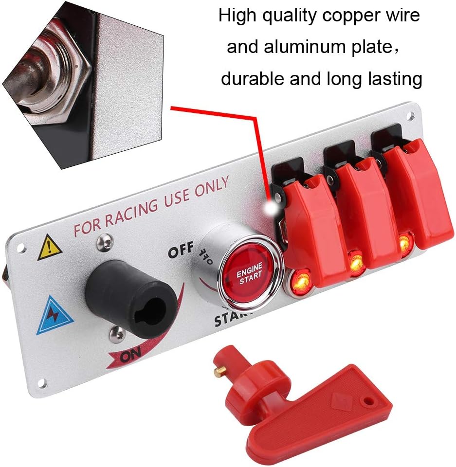 Ignition Switch 12V Racing Car Ignition Switch Panel Engine Start LED