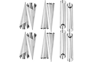 NUOBESTY 12pcs Stainless Steel Cone Cream Horn Molds Croissant Tubular Baking Set Metal Pastry Tubes for Home