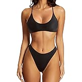 SUUKSESS Women High Waisted Thong Bikini Set Reversible String 2 Piece Swimsuit