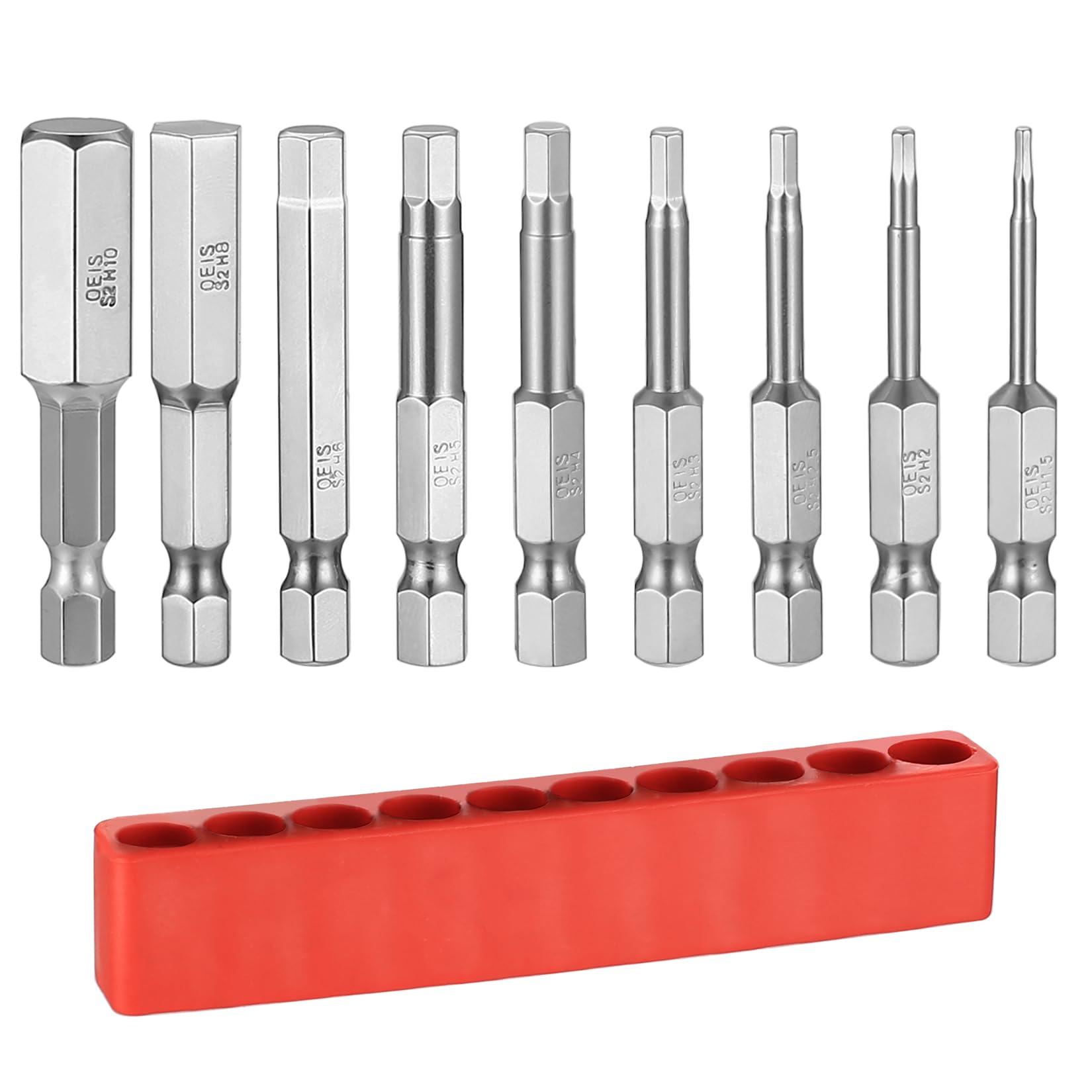 9 Pcs Screwdriver Bits Set, Head Screwdriver Bit Set, 1/4 Inch Shank Impact Wrench Square Drive Bit Set, Magnetic Precision Security Square Drill Bits, H1.5 H2 H2.5 H3 H4 H5 H6 H8 H10