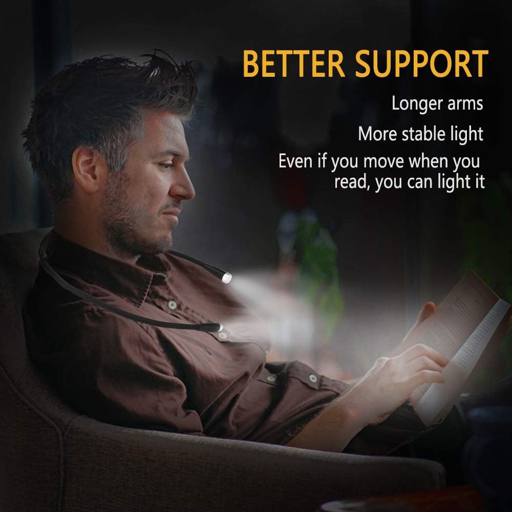 Yideng Neck Reading Light LED Book Light for Reading in Bed Hands Free Flexible Neck Lights for Kniting with 3 Adjustable Brightness, Ideal for Bookworms Kids Crafts Knitting Travel or BBQ - Image 5
