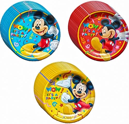 Disney Mickey Wow It's a Party! Dessert Plates with 3 Designs! 24 Pack