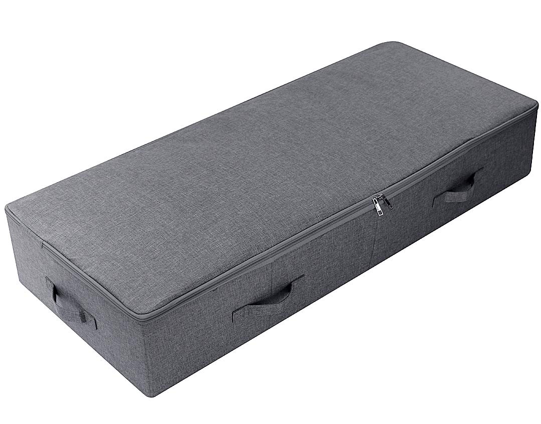 Amonsen Large Under the Bed Storage Container for Duvets, Blankets Bedding Accessories, Underbed Storage Boxes, Black Gray