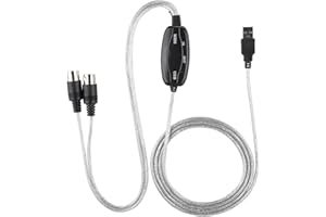 Glomora MIDI to USB Cable Converter 6FT – MIDI Interface Adapter Cord for Keyboard, Music Editing, Recording – Plug & Play, B
