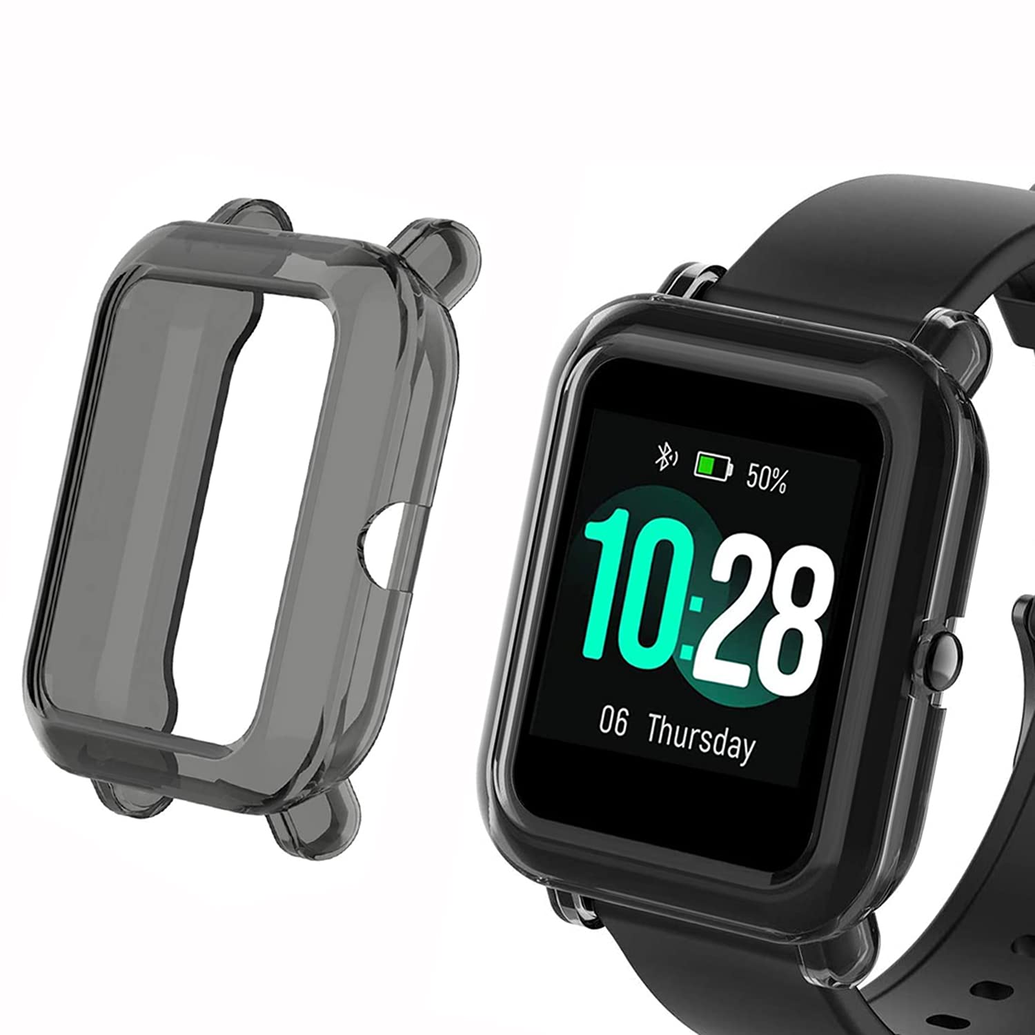 ID205L Case, Giaogor Silicone TPU Protective Case Cover Slim Guard Bumper Compatible with Letsfit ID205L / LETSCOM ID205L Veryfitpro Smart Watch (Black)