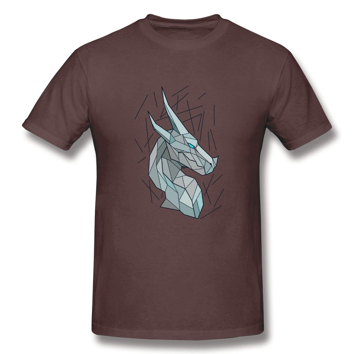Hytrevfa Geometry Line Geometric Dragon Summer Fashion Pure Coffee Short Sleeve T Shirt