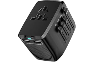 LINGPEI International Travel Adapter Voltage Converter Combo for 100V-240V, with 2 USB Ports, US to UK Europe Australia 200+ Countries Power Converter（Black）