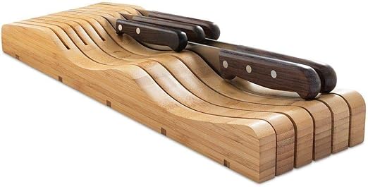 Amazon Com 16 Slot Knife Block Storage Holder In Drawer Wooden