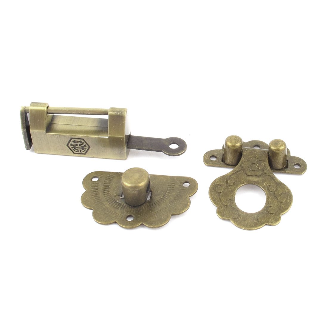 Sourcingmap Retro Style Chinese Trunk Padlock Lock Key Toggle Latch Clasp Set