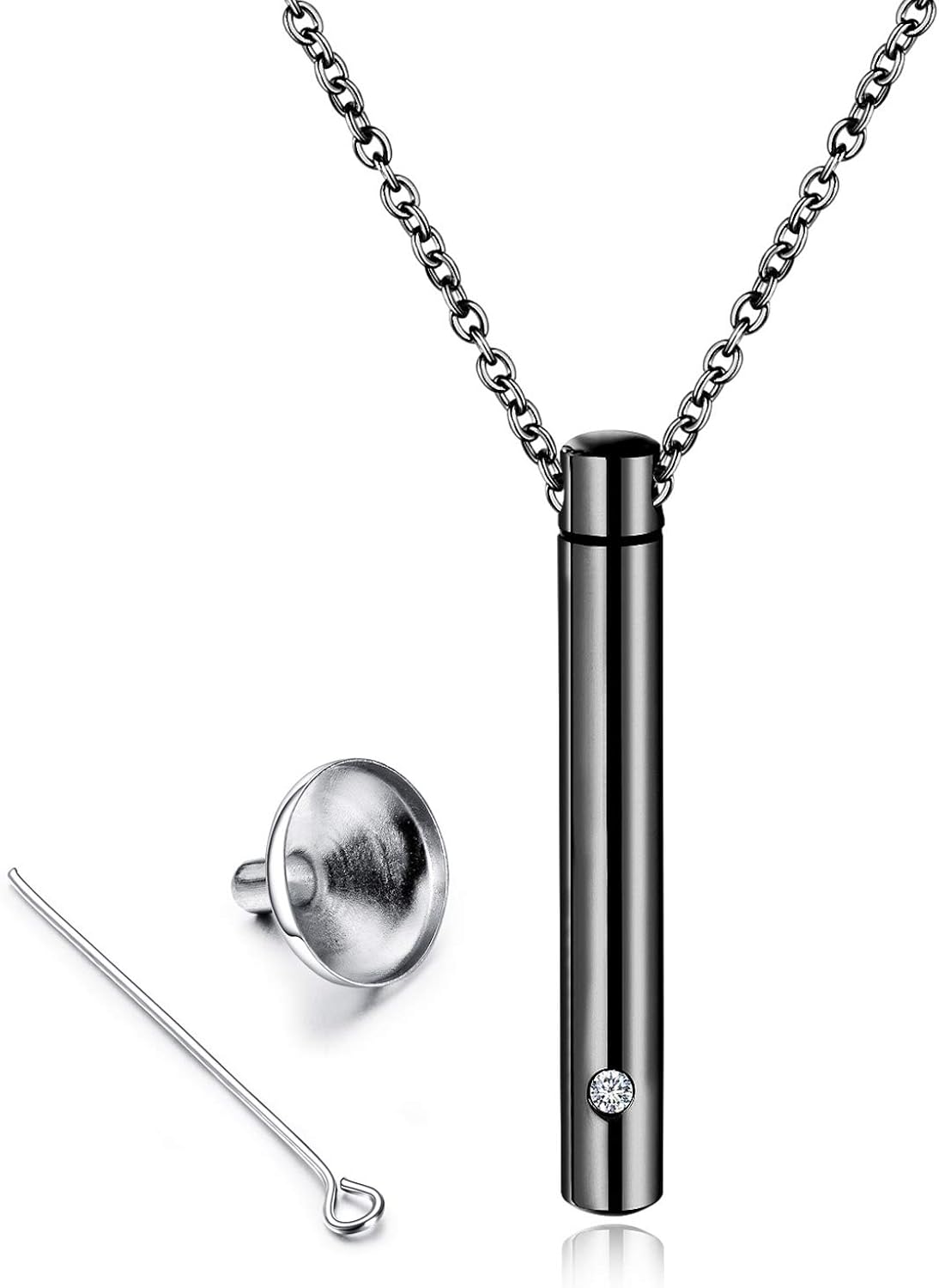 MUERDOU Ashes Necklace Cremation Jewelry Keepsake Holder Memorial Locket Cylinder Urn Necklace for Ashes Pendant