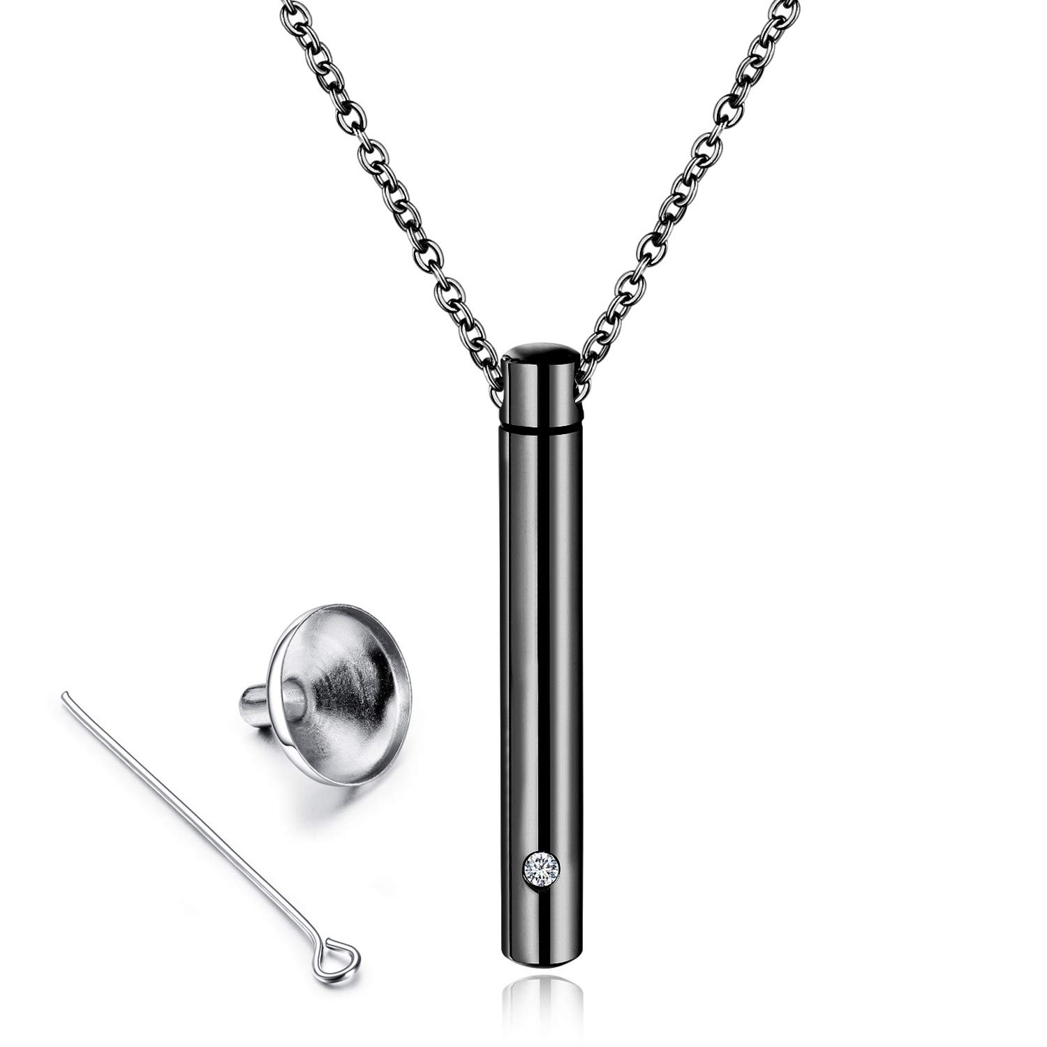MUERDOU Ashes Necklace Cremation Jewelry Keepsake Holder Memorial Locket Cylinder Urn Necklace for Ashes Pendant