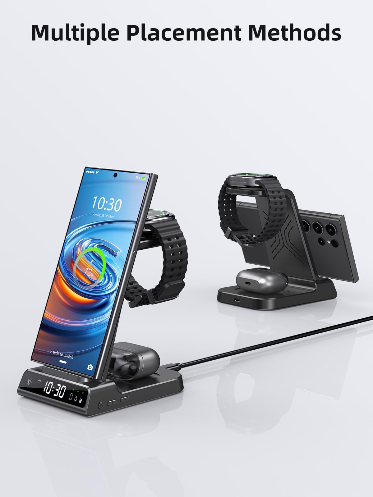 Wireless Charger für Samsung Ladestation für Galaxy S26 Ultra, Induktive Ladestation für Samsung Galaxy Watch Ultra/8/7/6, Kabelloses Ladegerät für Galaxy S26+/S25/S24/Z Flip 7/Z Fold 6,Galaxy Buds 5