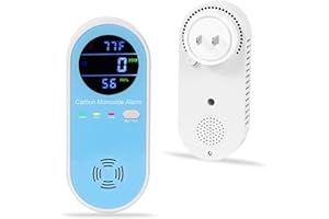 AWATIN Carbon Monoxide Detector Plug in Wall - Carbon Monoxide Alarm with Temperature(°F) & Humidity, Large Color Digital Display, CO Detector for Real-time Monitor of Home,Bedroom,RV,Apartment