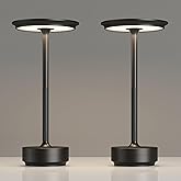TBBGA 2 Pack Rechargeable Table Lamps Cordless, Portable 5000mAh Outdoor Table Light, 3 Color Stepless Dimming LED Table Lamp with Memory Function, for Home/Dinner/Patio/Restaurant.(Black)