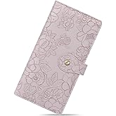 GAEKEAO Womens Wallet Slim Thin RFID Blocking Ladies Card Holder Floral Vegan Leather Long Bifold Clutch with Zipper Pocket