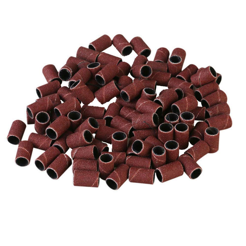 100Pcs Sanding Band Sleeves with 2Pcs 1/4" Mandrels Sanding Bands Drum Set for Rotary Kit 240 Grit