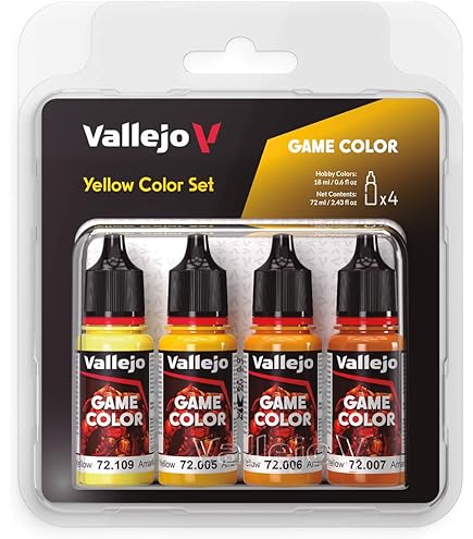 Amazon.com: Vallejo Game Color Set 72378 Yellow Color Set (4x18ml