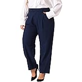 Agnes Orinda Plus Size Pants for Women Elastic High Waisted Long Straight Business Casual Work Pants Trousers with Pockets