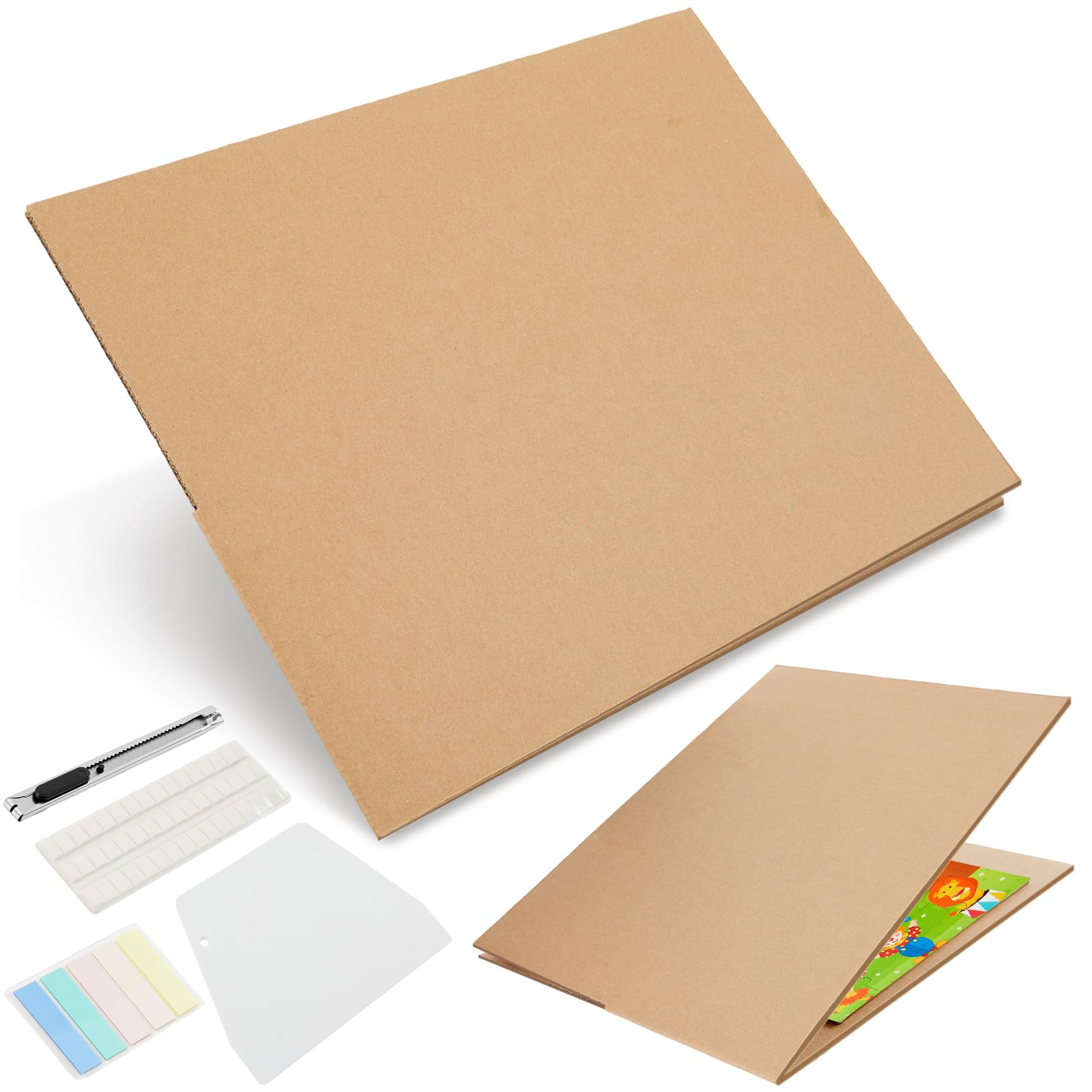 Photo 1 of 177 Pcs Original Jigsaw Puzzle Protector Set for 15'' x 11'' Jigsaw Puzzles, Holds 2 x 1000-piece Puzzles, Includes Cardboard Base, 24 Puzzle Saver Sheets, 100 Stickers, 48 Glues, Knife, Scraper