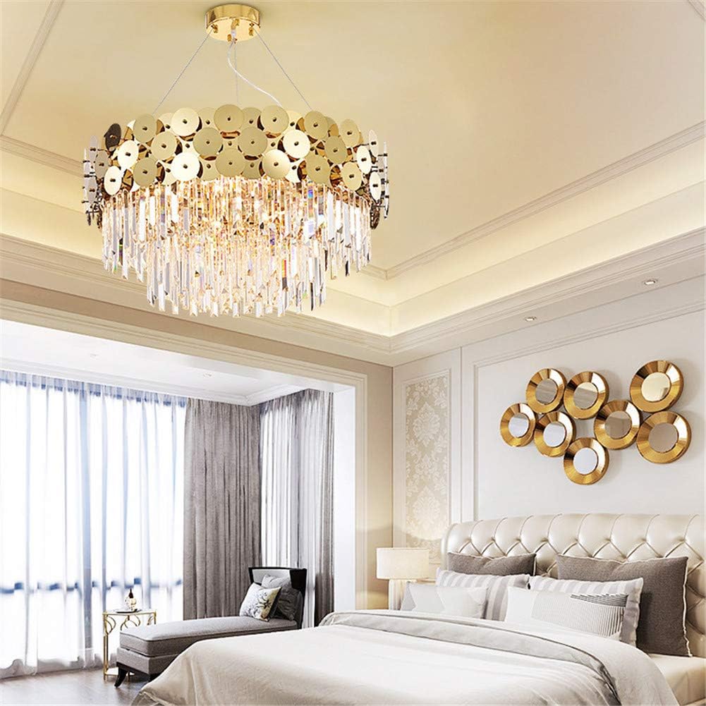 Chandelier, White Light/Warm light Steel Wrought Iron Material, Suitable for Kitchen Corridor Dining Room Living Room Bedroom Lighting Crystal Chandelier,B,60cmWhitelight