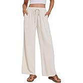 Breezy Lane Linen Pants for Women Summer High Waist Palazzo Pants Boho Beach Trousers with Pockets