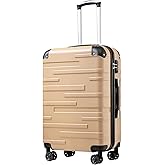 Coolife Hardside Carry-On Luggage with TSA Lock, Spinner Wheels, Telescopic Handle, Lightweight Suitcase (Champagne, S(20in_carry on))