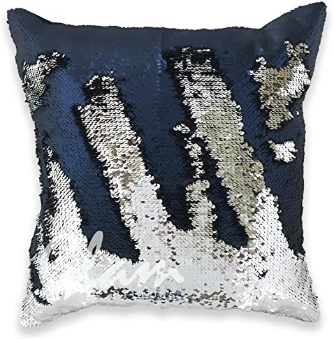 Grab Classy Sequin Genie Cushion Cover, Pillow not Included (16 X 16 inches, Navy/Silver)