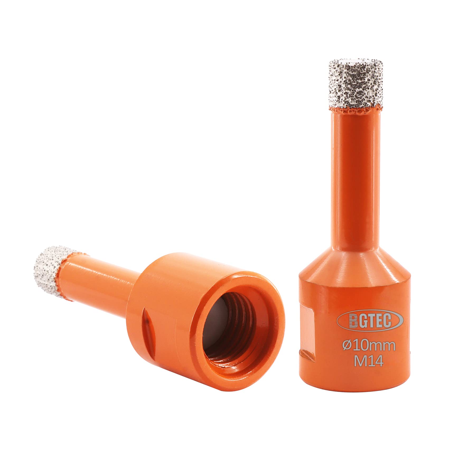 BGTEC Dry Diamond Core Drill Bits 2pcs Diameter 10mm for Porcelain Tile Ceramic Marble Brick M14 Thread