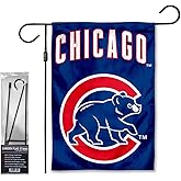 Chicago Baseball Walking Bear Garden Flag with Stand Holder Flagpole