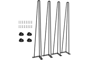 TITECK Table Legs 28 Inch, Hairpin Legs 28 Inch, Desk Legs for Furniture with Rubber Floor Protectors, Industrial Style for Coffee Table, Side Table, Dining Table, Bench, 4PCS Black