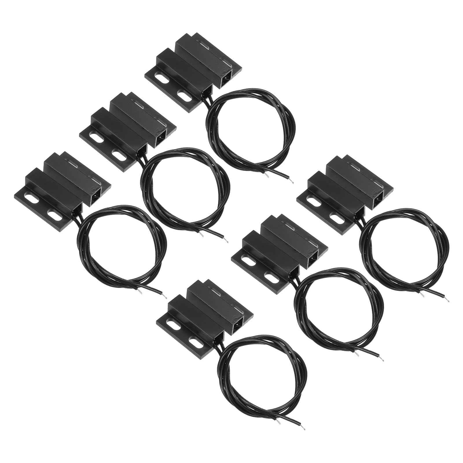 PATIKIL Magnetic Reed Switch, 6 Pack NC Wired Surface-Mounted Magnetic Contact Switch for Door Window, Black