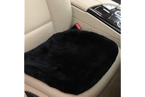 OGLAND 20 inchs Fluffy Genuine Australia Sheepskin Car Seat Cover for Auto Interior Accessories with Soft Fuzzy Wool Natural Fur Non-Slip (Black, Front 20 * 20inchs)
