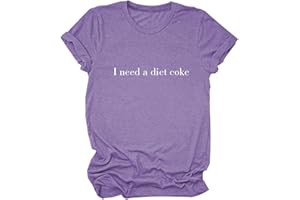 GAQEUWR Women Summer Tops, I Need A Diet Coke Shirt, Crew Neck Short Sleeve Blouse Funny Letter Print Shirts Tees