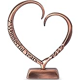 BESZONE 7 Year Anniversary Copper Gifts for Her Him Gift 7th Wedding Anniversary for Couples Wife Husband Men, Hand Forged Copper Heart Art Keepsake Home Decor Artwork