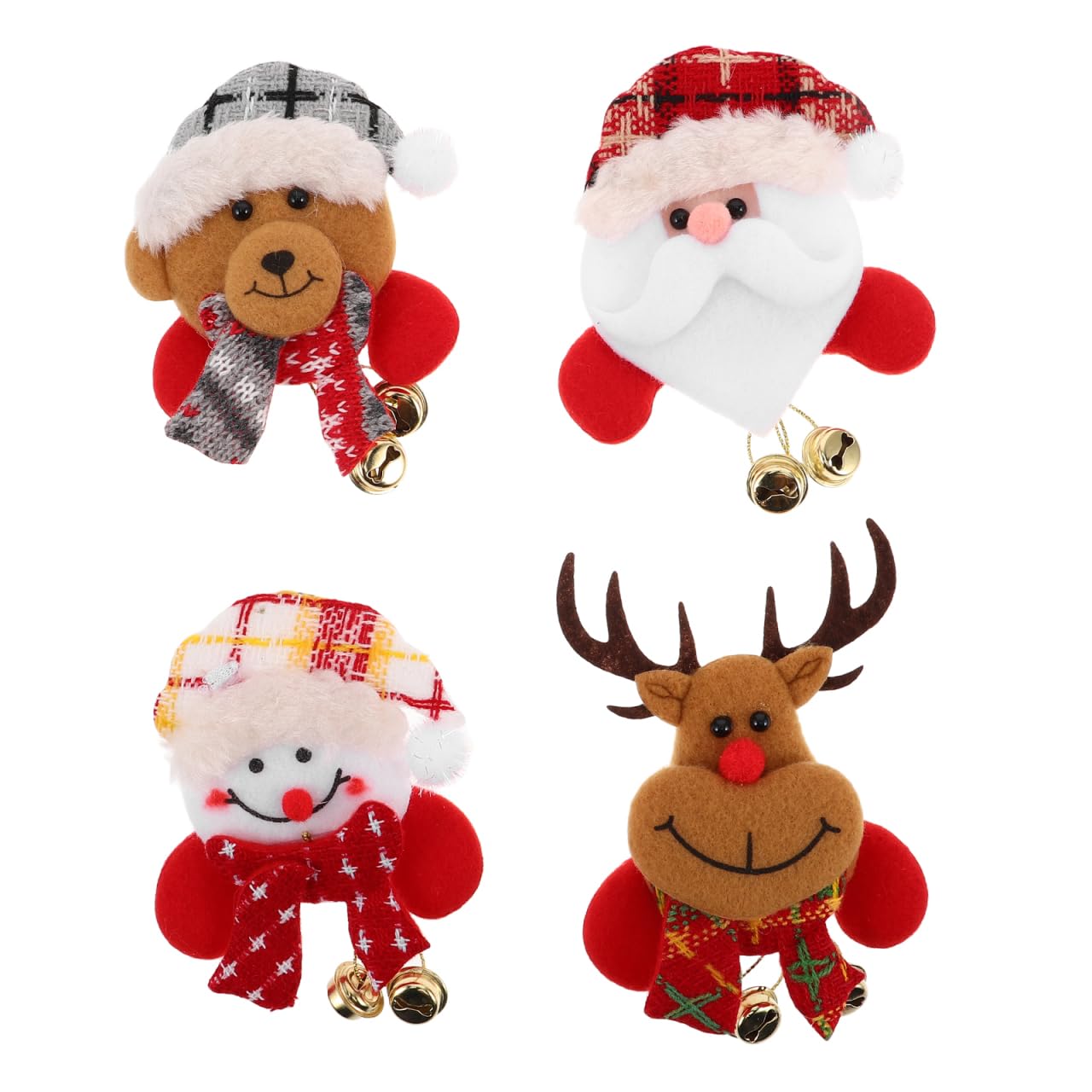 Amosfun Christmas LED Flashing Brooch Pin Xmas Badge Brooch for Children Gift Party Favors 4pcs