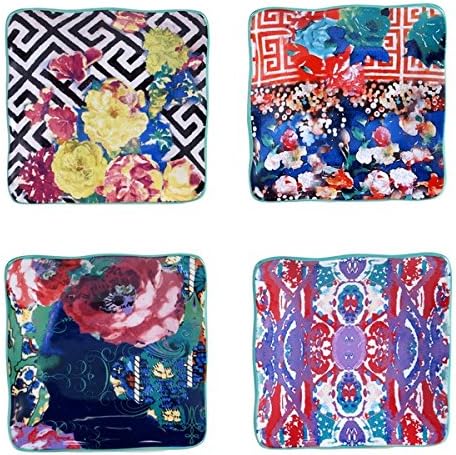 Poetic Wanderlust 'Reverie' Multicolored Earthenware 6-inch Assorted Canape Plates (Pack of 4)