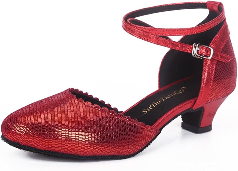 WXMDDN Latin Dance Shoes red Dance Shoes 3.5cm Outdoor Dance Shoe