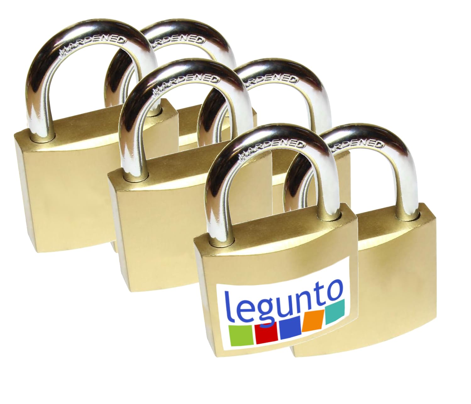 legunto® 6 Keyed Alike Padlocks. Very strong, large padlocks with keys (36) Can be used as locker padlocks, container padlock or a padlock for gym locker.