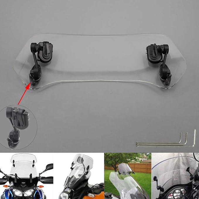 Motoparty Motorcycle Windshield Extension Windscreen Clip on For Triumph Aprilia Kawasaki Harley