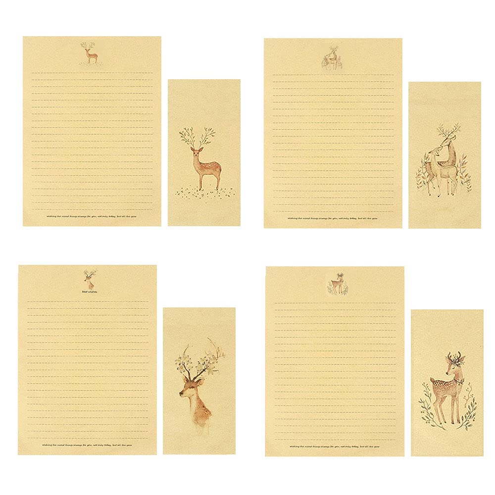 Gibsob 80 Pieces Vintage Letter Paper Set, Writing Stationary Paper and Envelopes, Lined Letter Paper and Envelopes Sets, for Write Letter, Bless Message, Calligraphy and Graffiti(4 Patterns)