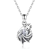 Dragon Necklace 925 Sterling Silver Vintage Dragon Pendant CZ Jewelry Gifts for Women