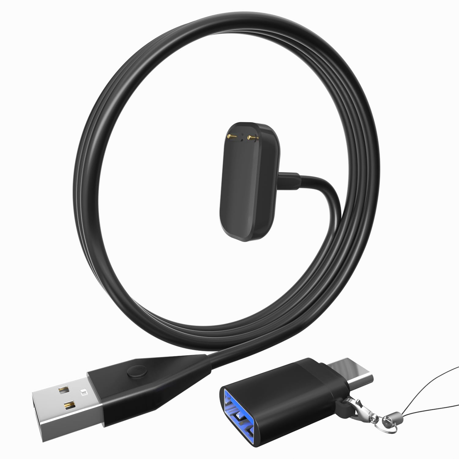 Photo 1 of IIISOGNO USB Charger for Fitbit Charge 6/5 Luxe, Magnetic Charging Cable with Reset Button, Power Cord Replacement with Type-C Adapter for Fitbit Charge 6/5 Luxe Watch, (50CM | Black)