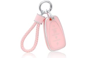 YO&YOYE for Chevy Key Fob Cover with Keychain, Pink Soft TPU Key Case Protection Shell Fit for Chevy Chevrolet Malibu Equinox Traverse Camaro Cruze Blazer Volt Bolt Smart 4 Buttons