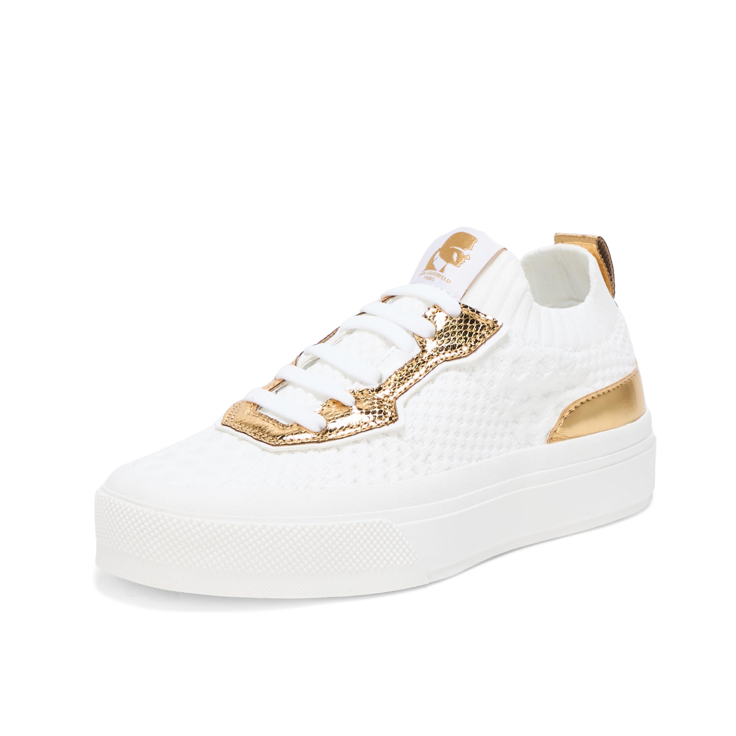 Karl Lagerfeld Paris Women’s Gabby Slip on Sneaker, Bright White/Gold, 8