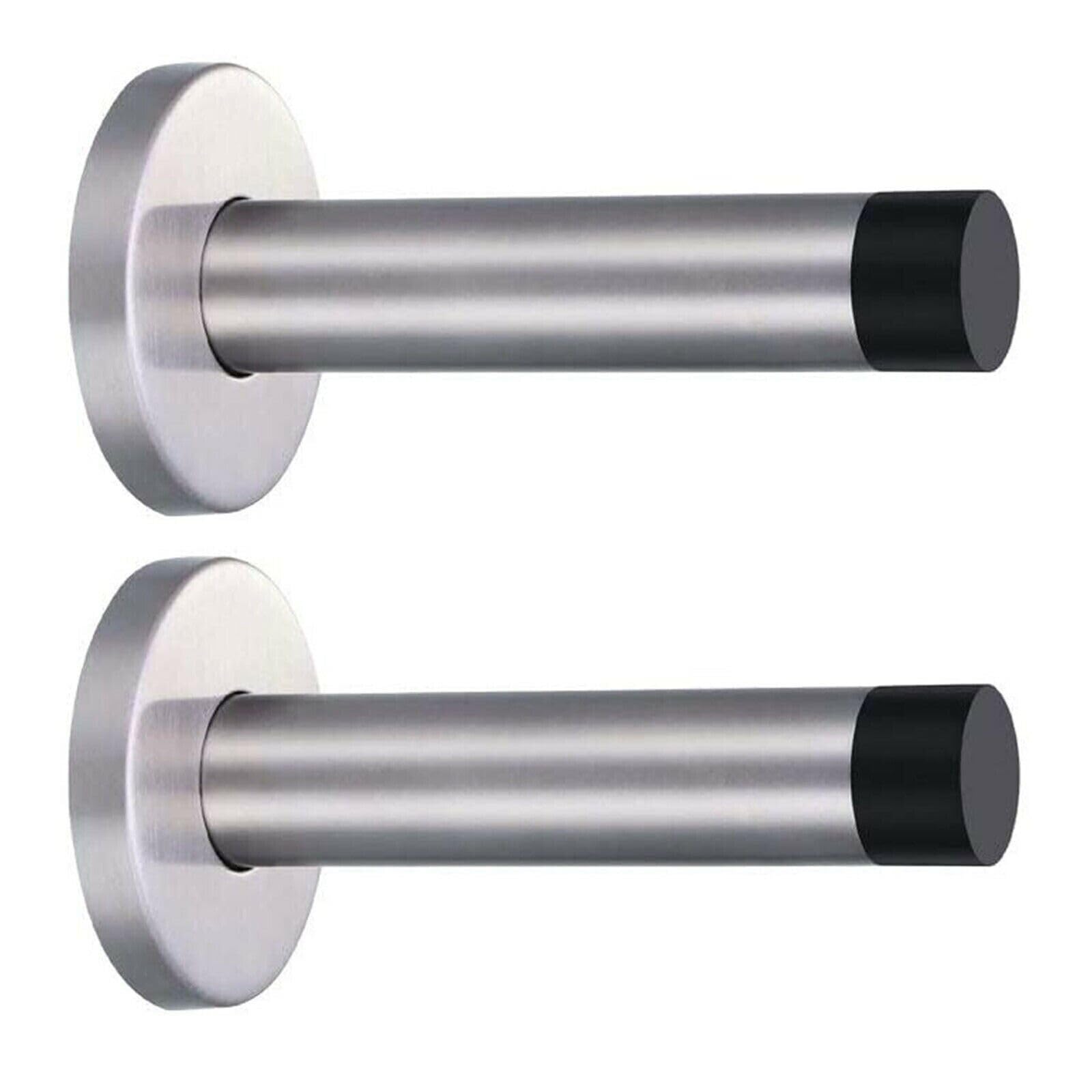 ARA CHOICE 2X Door Stop Wall Mounted Door Stopper Satin Stainless Steel Rubber Stops Bathroom Door Stop with Rubber Tip, Shower Door Stopper, Glass Door Stop, Door Bumper Baseboard Wall Mount
